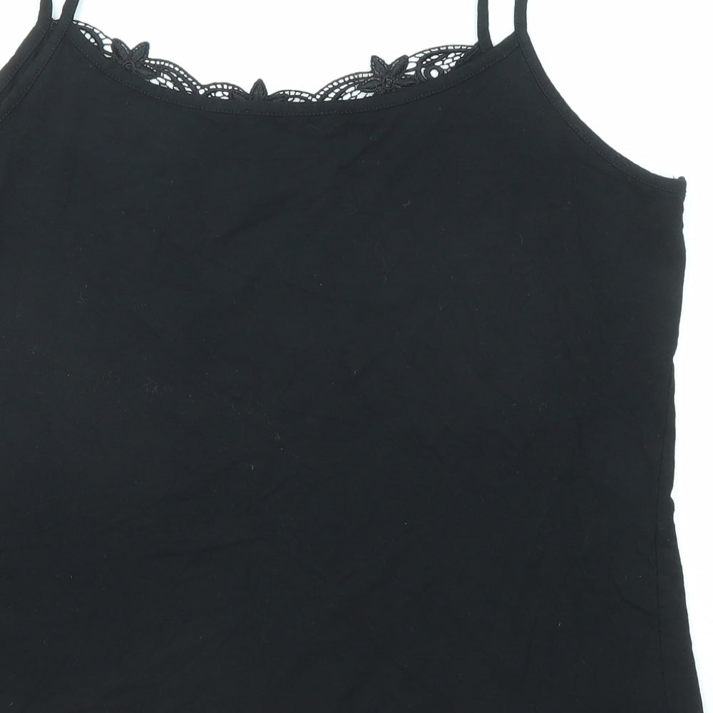 Signature Experience Womens Black Viscose Basic Tank Size L V-Neck