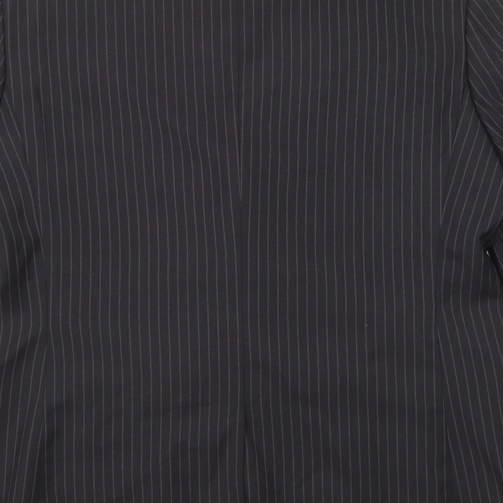 You Essential Mens Black Striped Polyester Jacket Suit Jacket Size 42 Regular