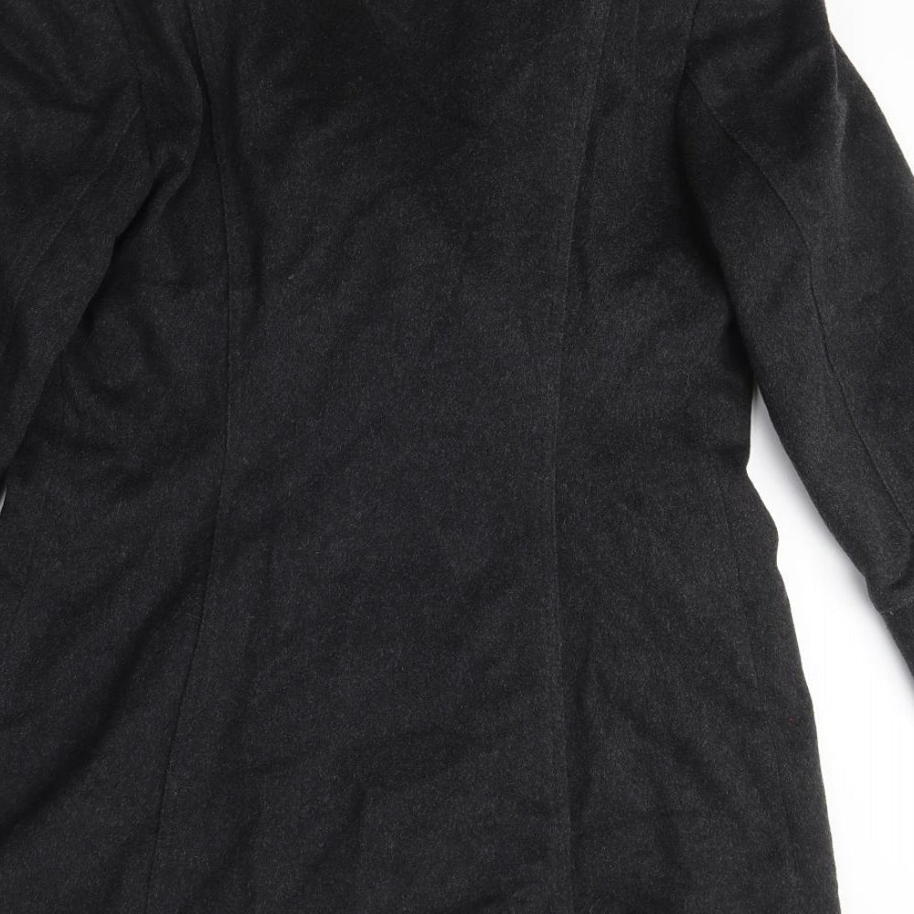Zara Womens Grey Pea Coat Coat Size M Button