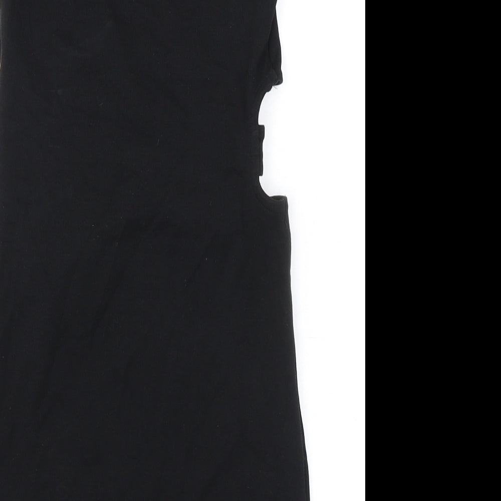 Zara Womens Black Polyester Bodycon Size M Square Neck Pullover