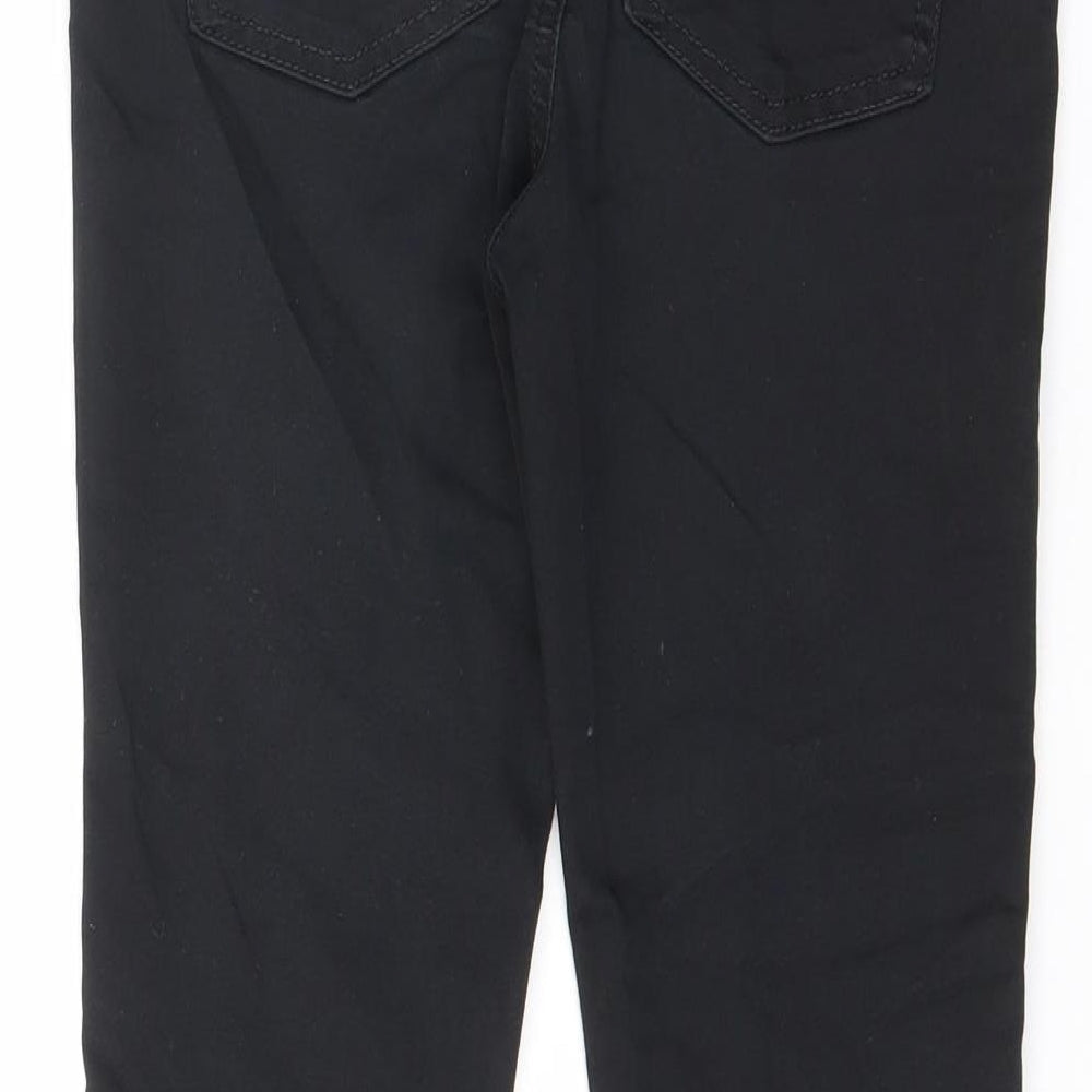 Marks & Spencer Womens Black Cotton Straight Jeans Size 8 L27 in Regular Button