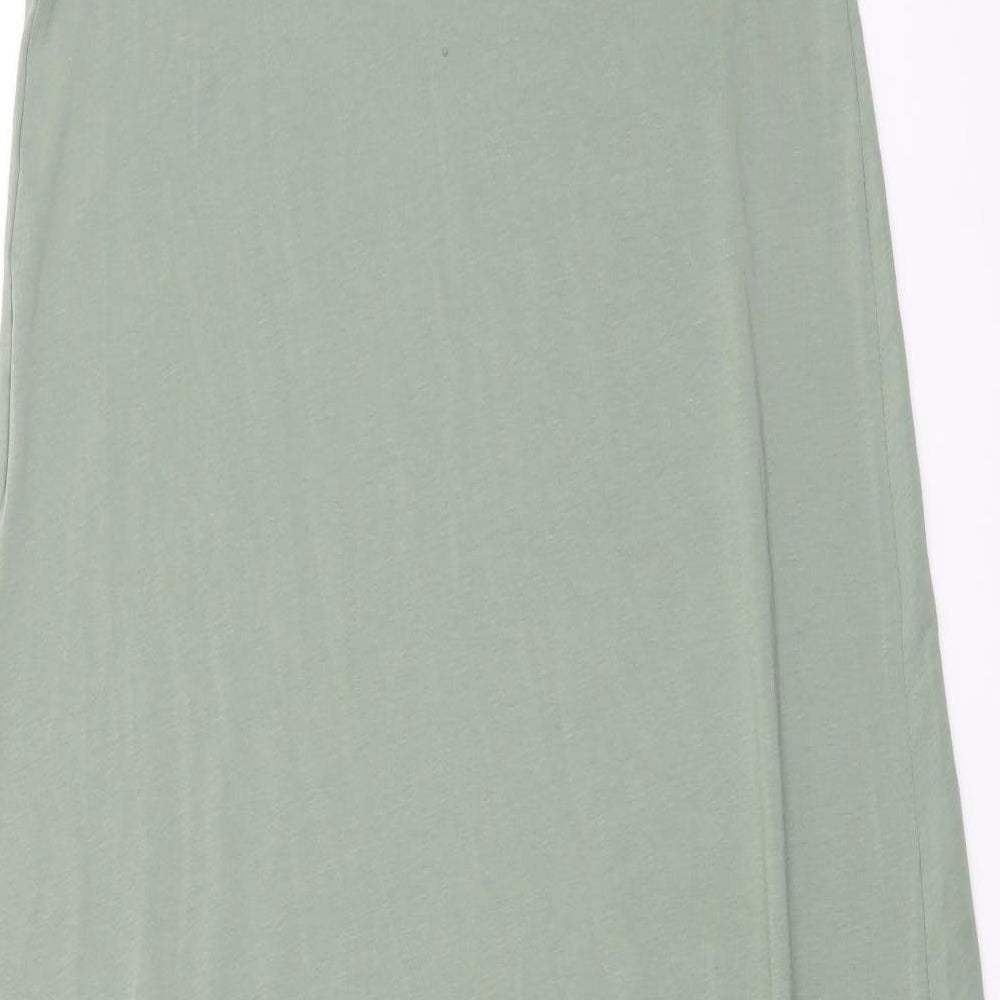 H&M Womens Green Polyester Tank Dress Size S Scoop Neck Pullover