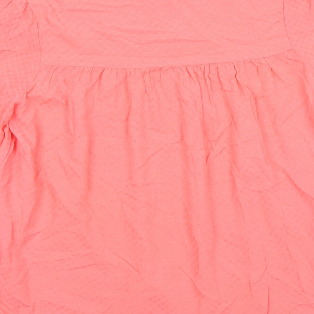 Marks & Spencer Womens Pink Viscose Basic Blouse Size 6 Crew Neck