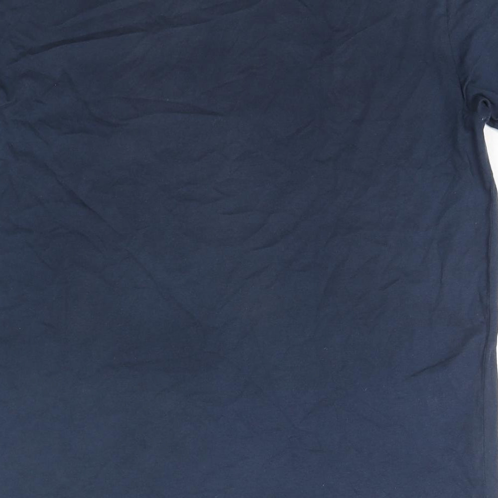 ESPRIT Mens Blue Cotton T-Shirt Size L Crew Neck