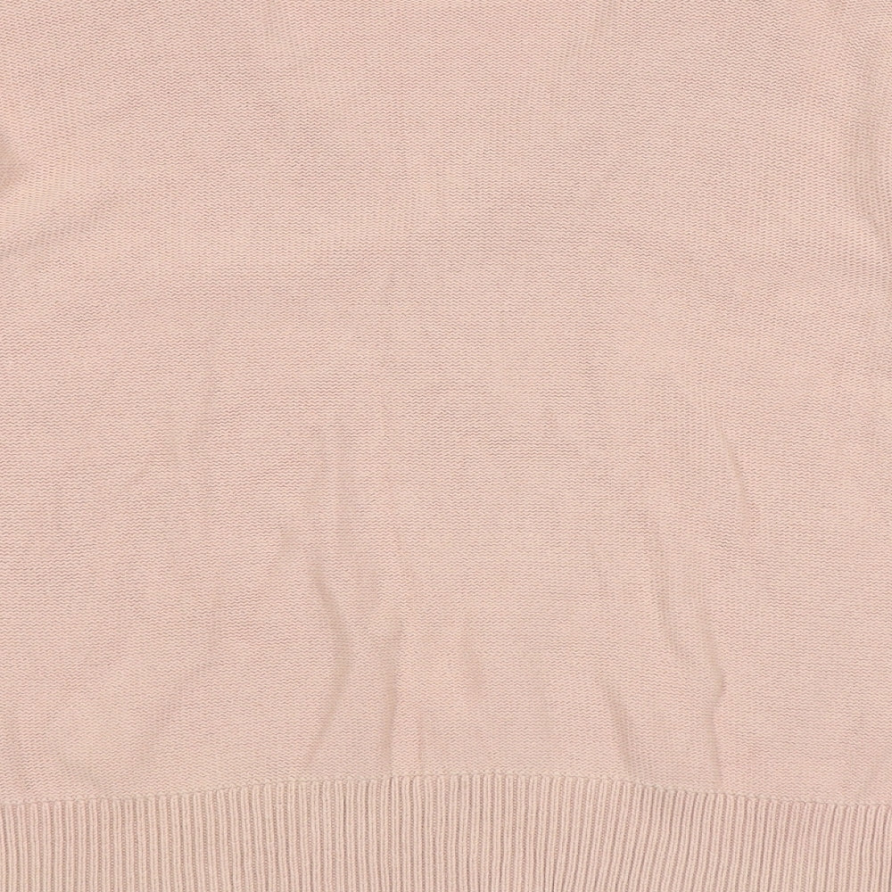 Cotton Traders Womens Pink Square Neck Cotton Pullover Jumper Size 12