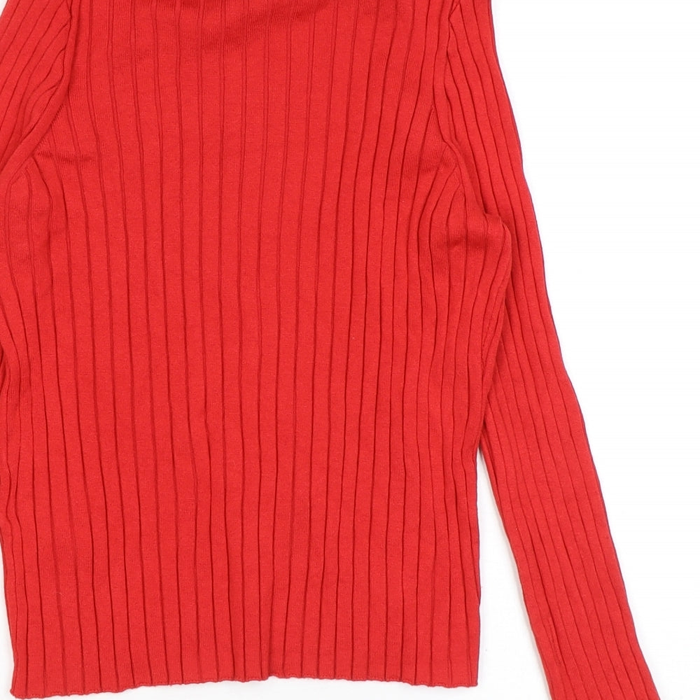 H&M Womens Red Roll Neck Viscose Pullover Jumper Size M