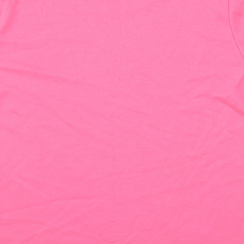 First Avenue Womens Pink Polyester Basic T-Shirt Size XL Round Neck