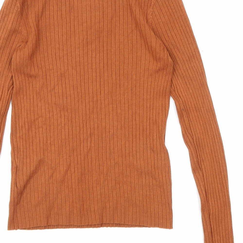 Brave Soul Womens Brown High Neck Viscose Pullover Jumper Size M