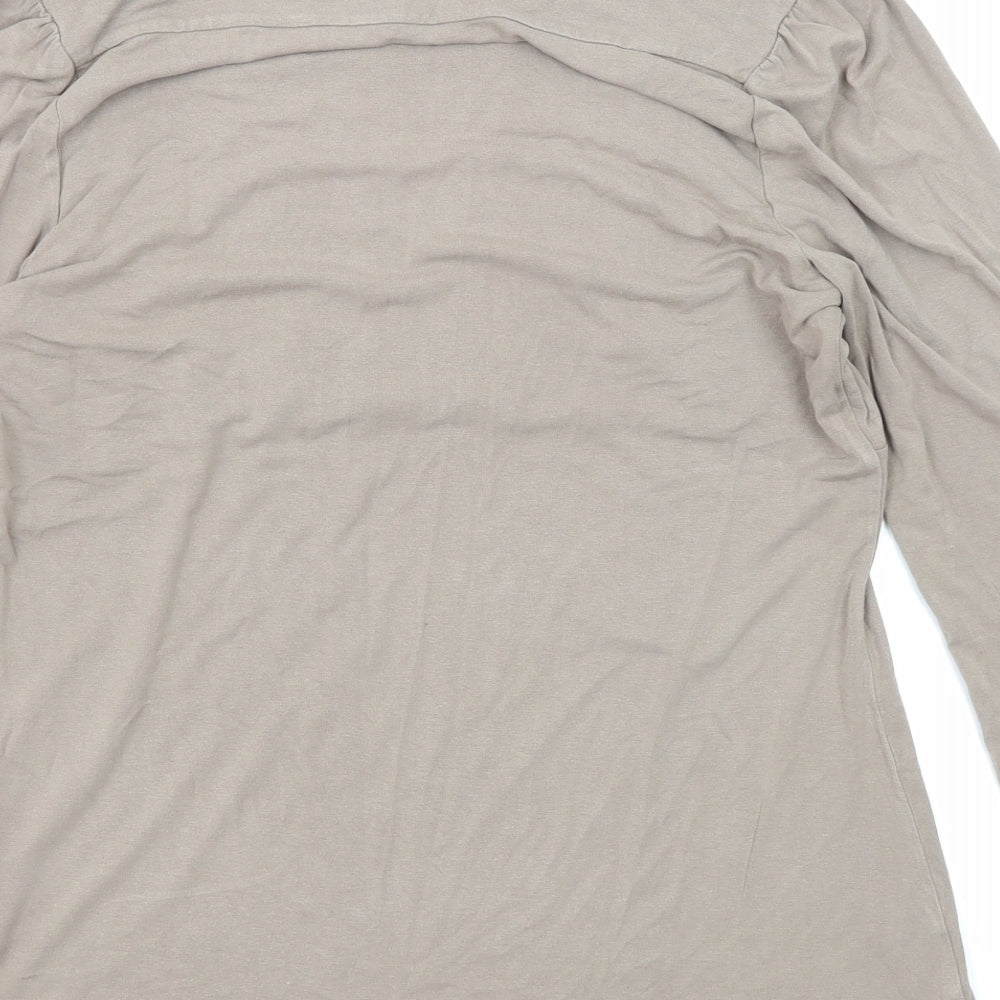 Marks & Spencer Womens Brown Viscose Basic Blouse Size 14 V-Neck