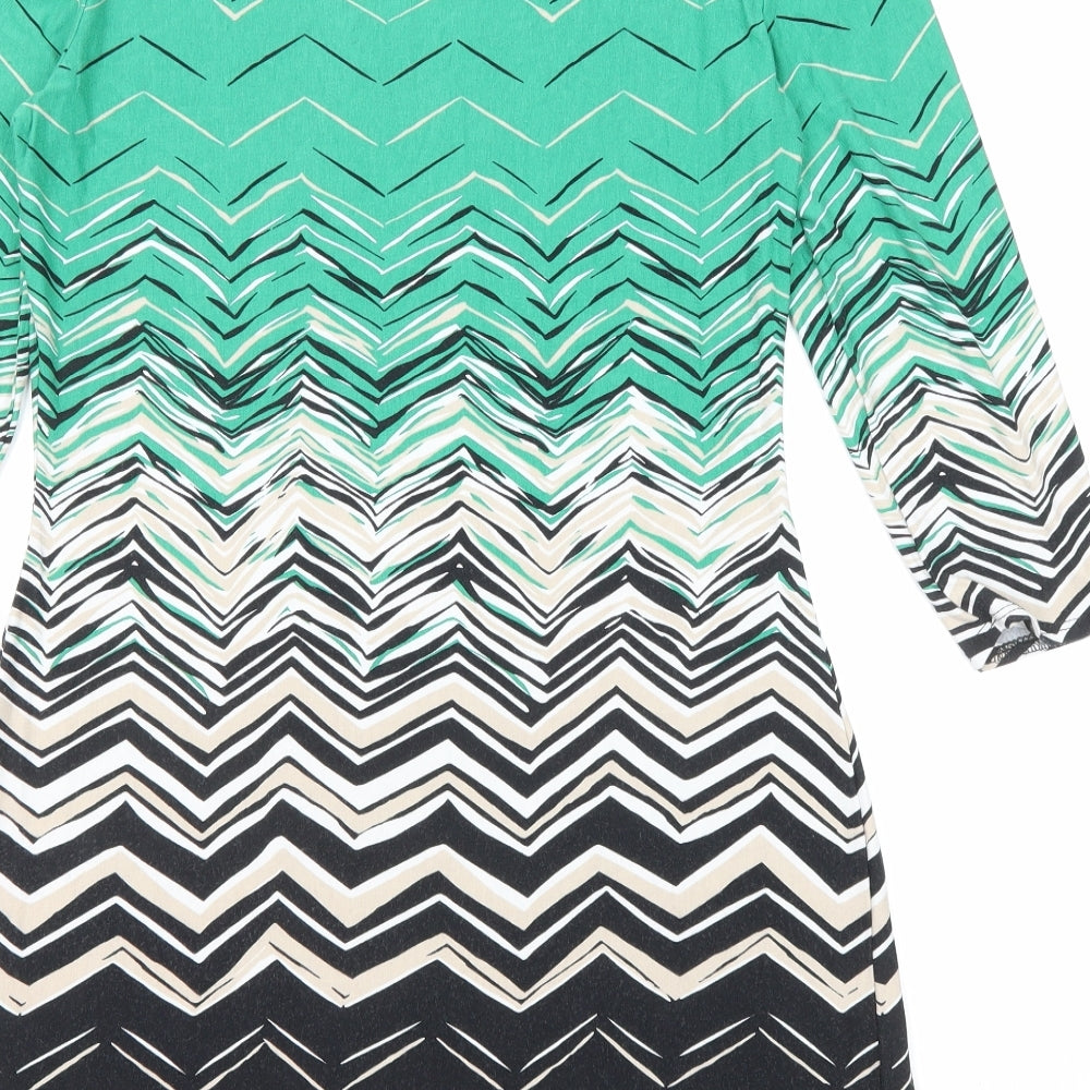 Principles Womens Multicoloured Geometric Viscose A-Line Size 12 Round Neck Pullover