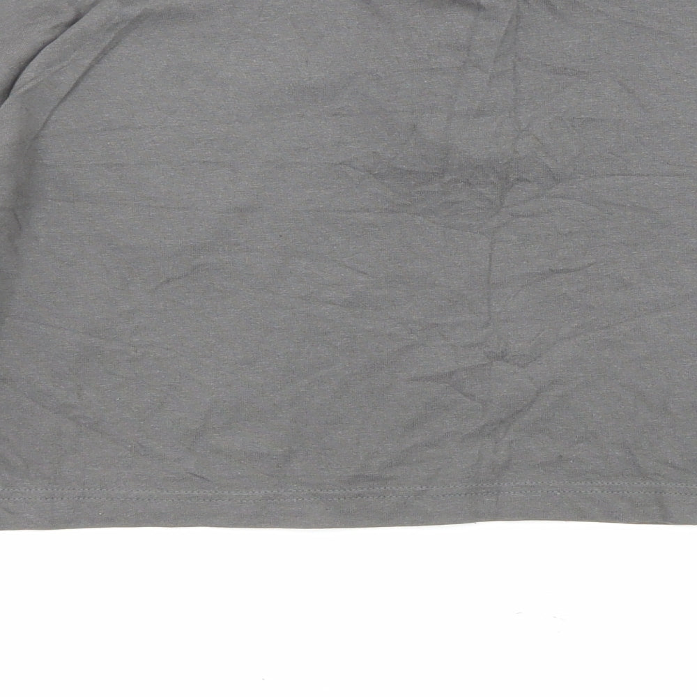 Divided by H&M Womens Grey Cotton Cropped Blouse Size S Collared