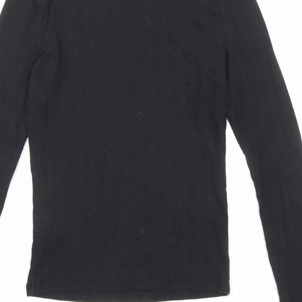 New Look Womens Black Polyester Basic Blouse Size 8 Round Neck