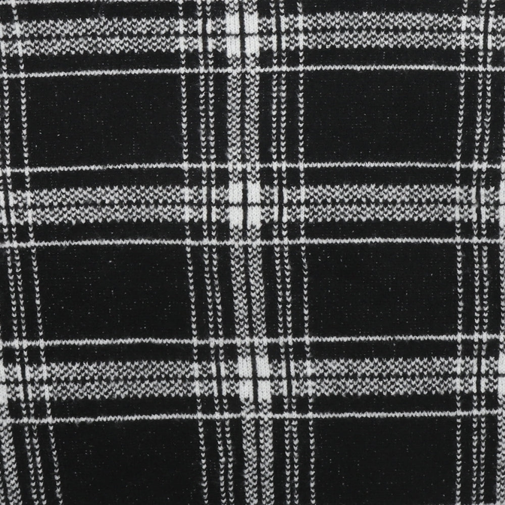 Marks & Spencer Womens Black Round Neck Plaid Acrylic Pullover Jumper Size 12