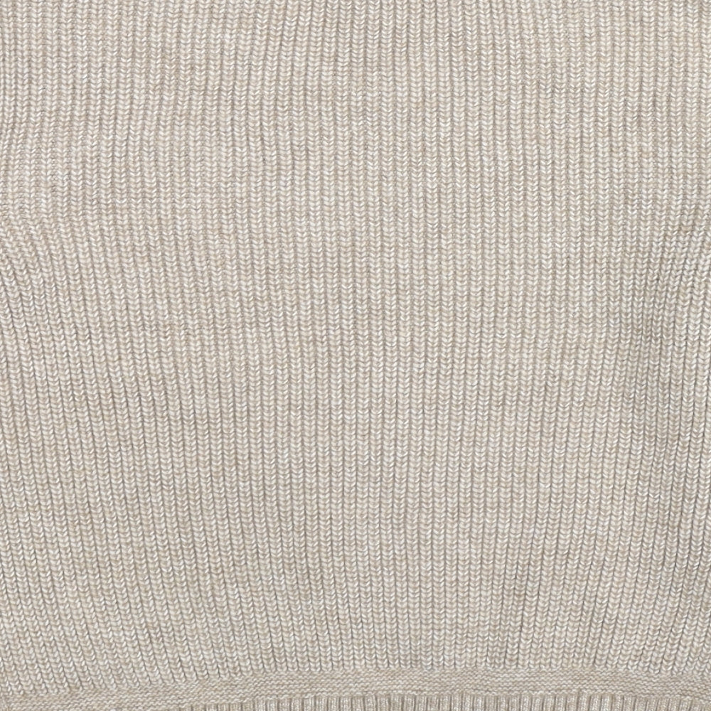 Marks & Spencer Womens Beige Mock Neck Polyester Pullover Jumper Size S