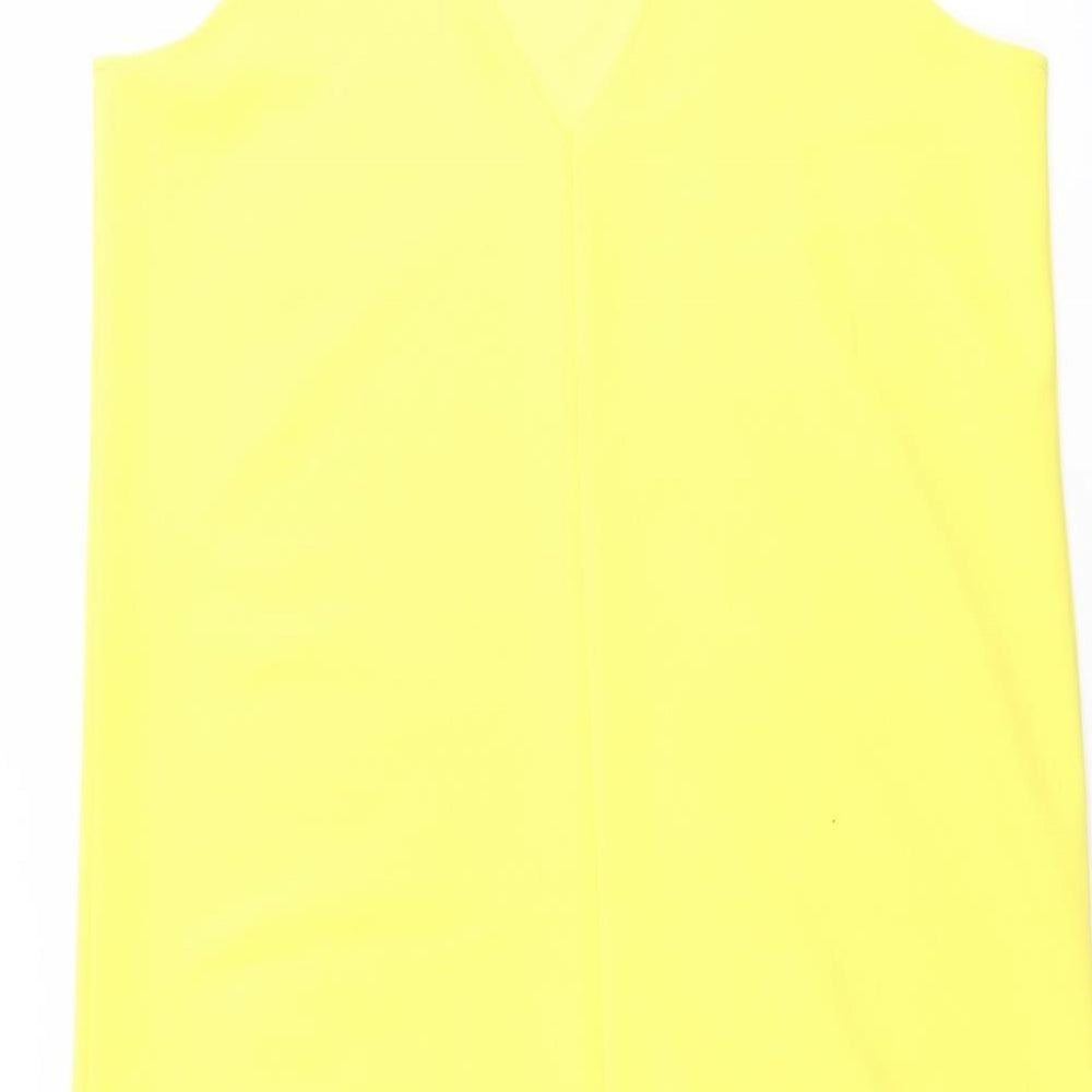 Mango Womens Yellow Polyester A-Line Size L Crew Neck Pullover
