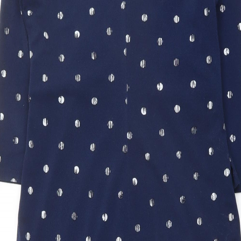 Classics Womens Blue Geometric Polyester Pencil Dress Size 12 V-Neck Pullover