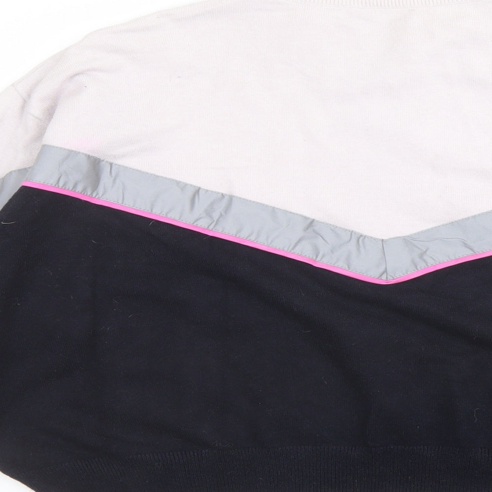 Zara Womens Blue Mock Neck Acrylic Pullover Jumper Size S - Colour Block Reflective Stripe