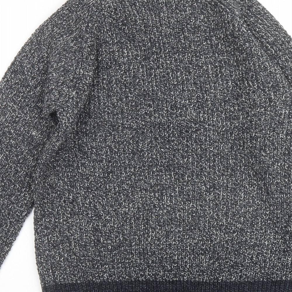 Marks & Spencer Mens Grey Round Neck Acrylic Pullover Jumper Size S Long Sleeve