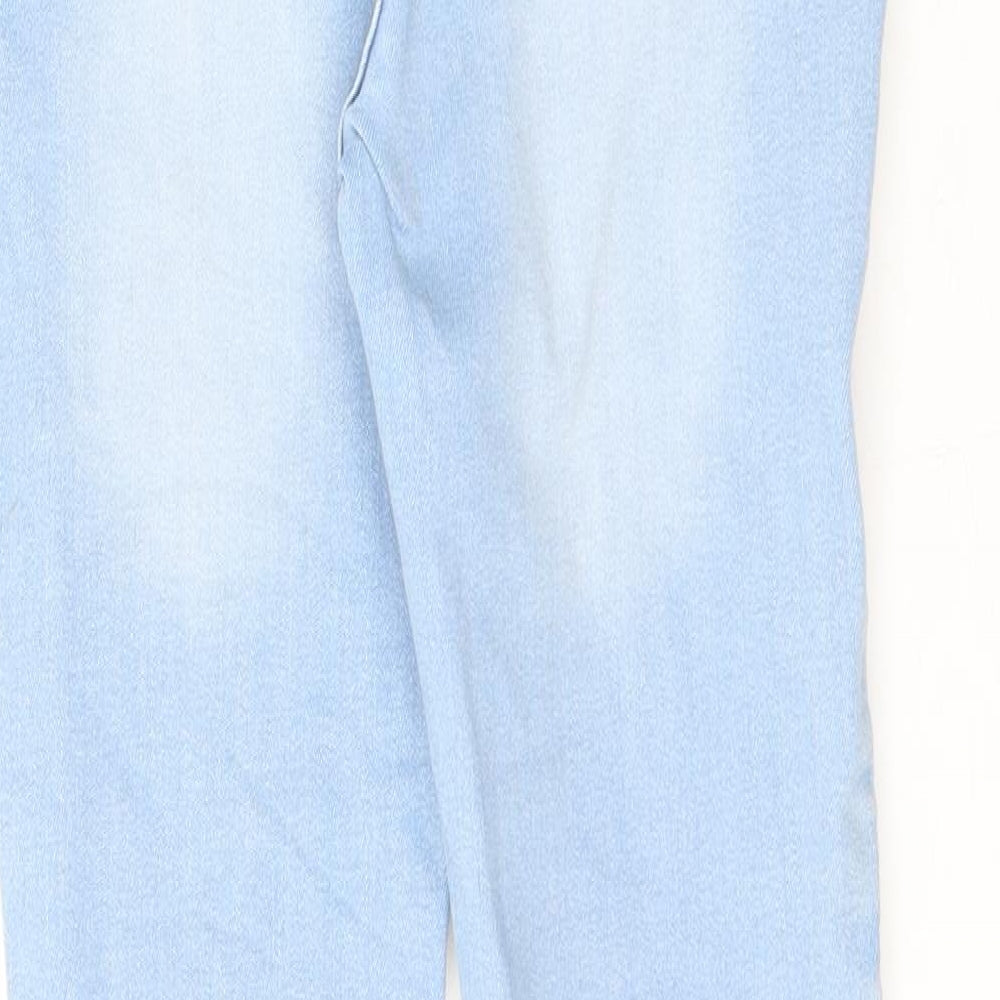 Brand and care label for Denim & Co. girls’ blue cotton skinny jeans, size 11-12, years, 25-inch leg slim zip