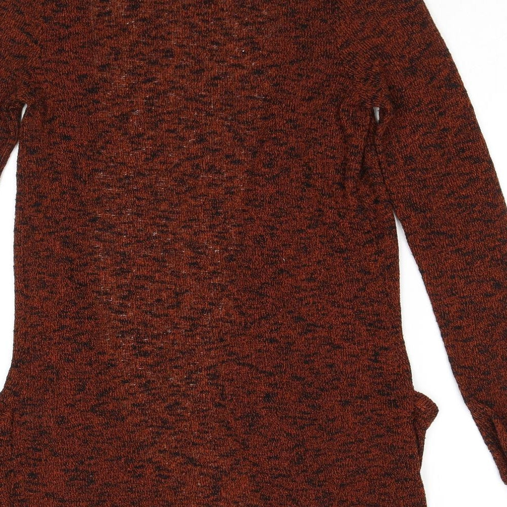 Sparkle & Fade Womens Brown V-Neck Polyester Cardigan Jumper Size XS