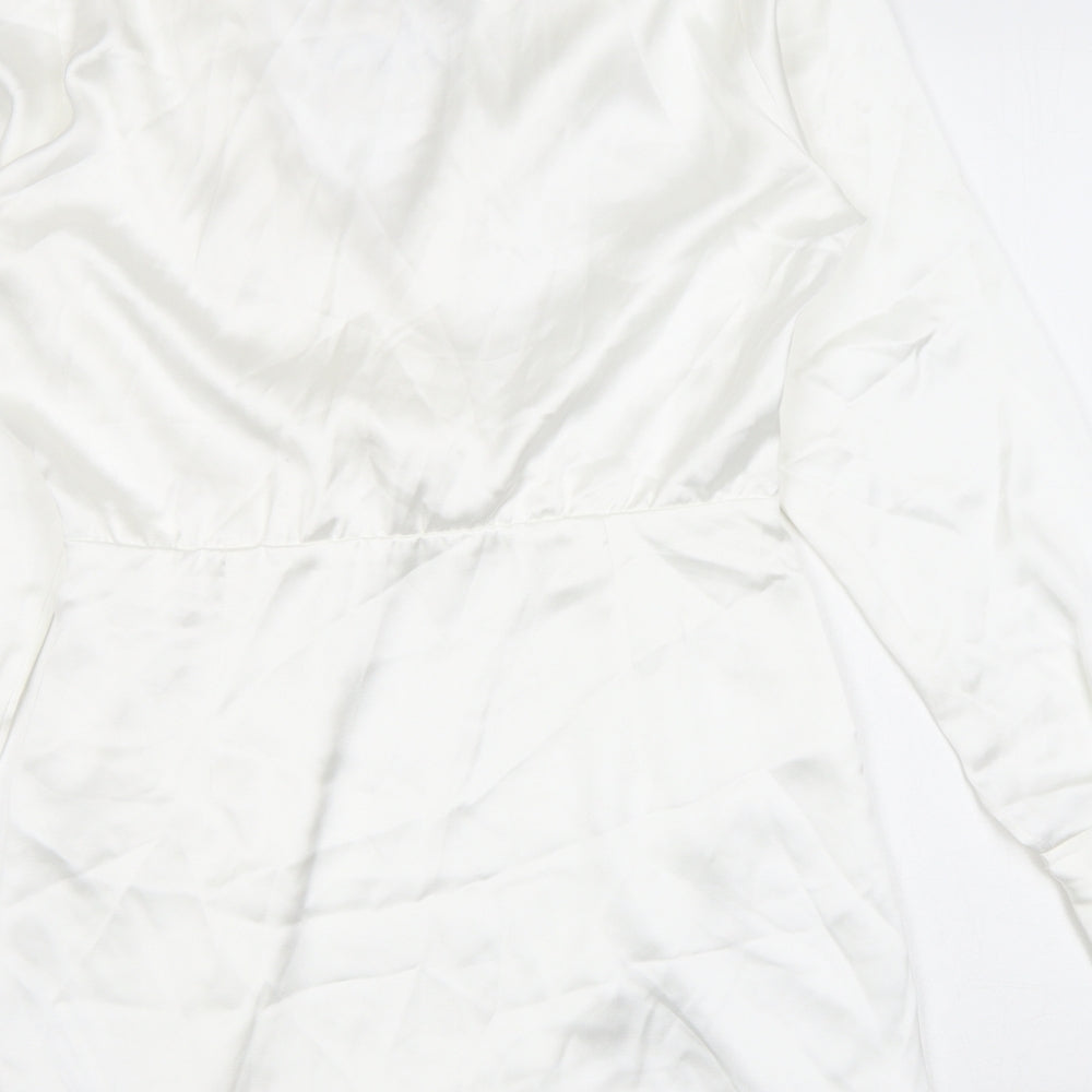 Zara Womens White Polyester A-Line Size S Collared Zip