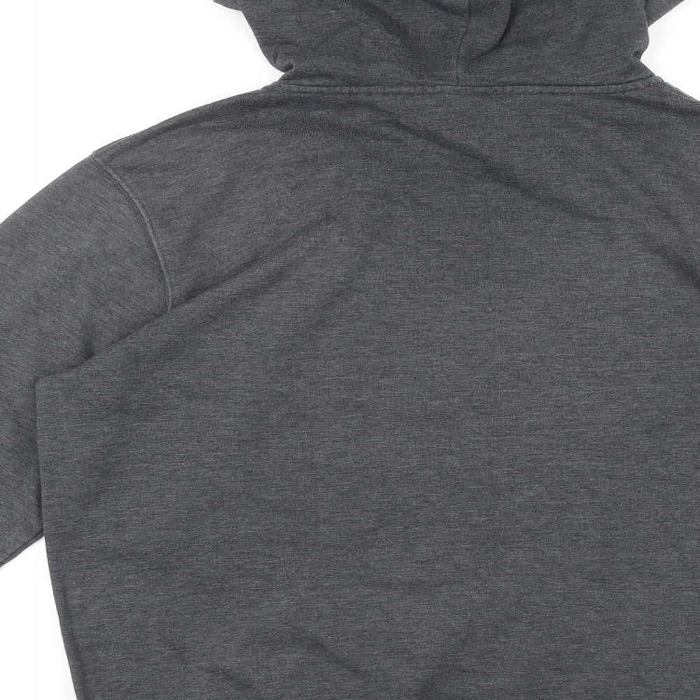 Russell Athletic Mens Grey Polyester Pullover Hoodie Size M - Logo, Pocket, Drawstring
