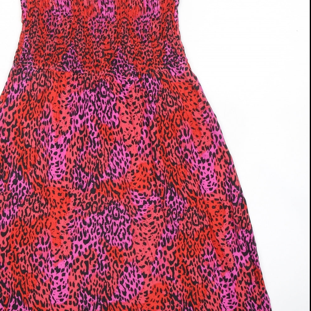 BHS Womens Multicoloured Animal Print Viscose Maxi Size M Halter Tie