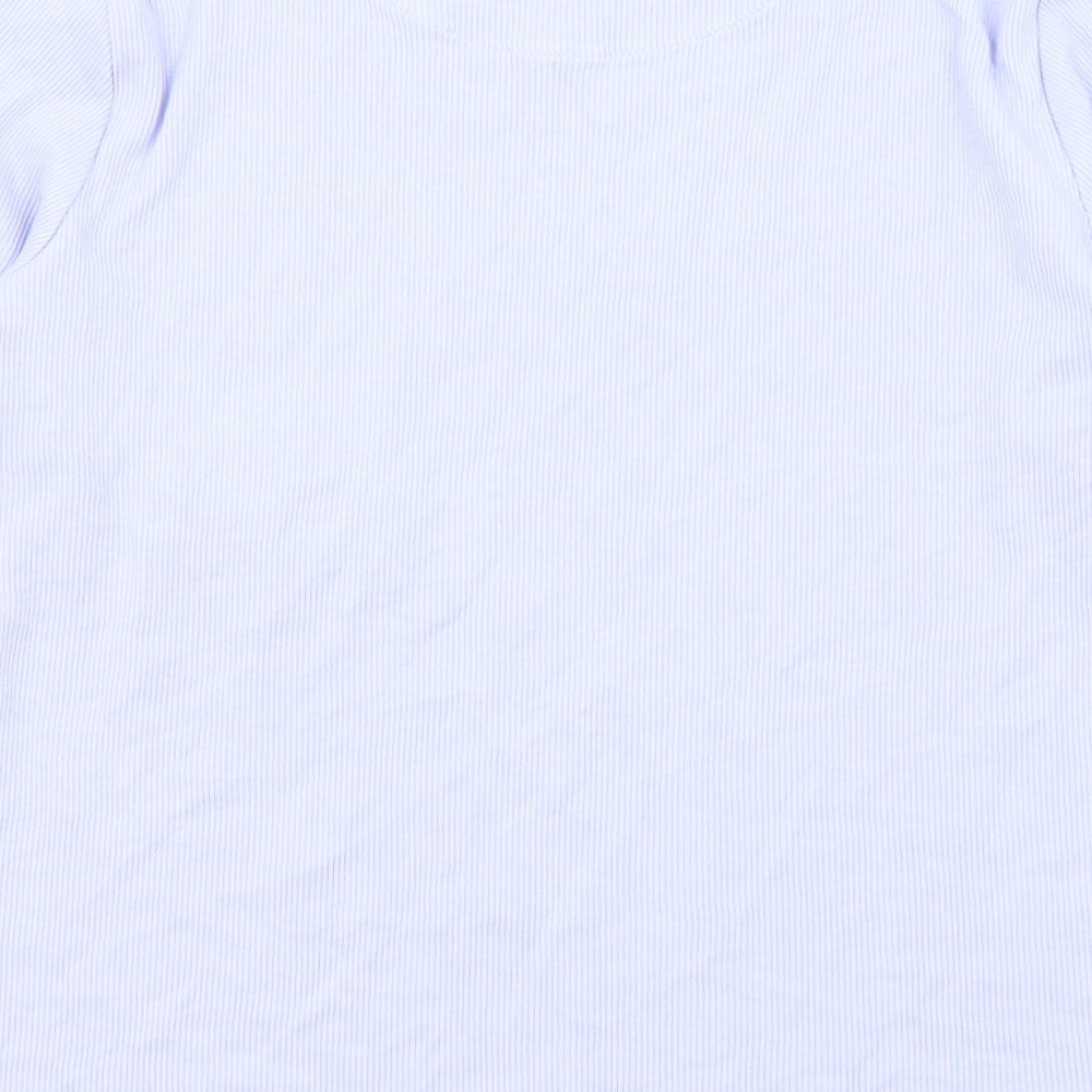 Marks & Spencer Girls Purple Cotton Basic T-Shirt Size 9-10 Years Round Neck Pullover