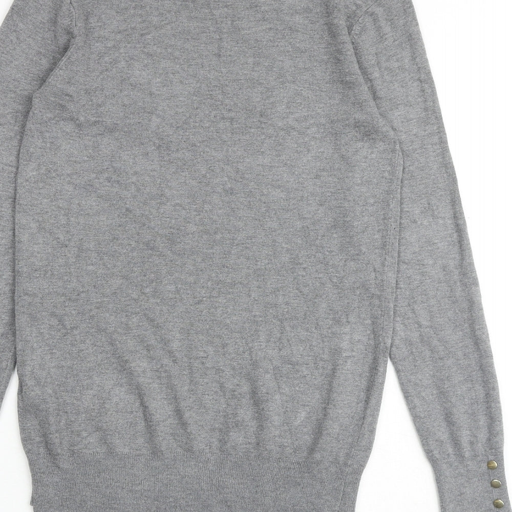 Zara Womens Grey Round Neck Viscose Pullover Jumper Size M