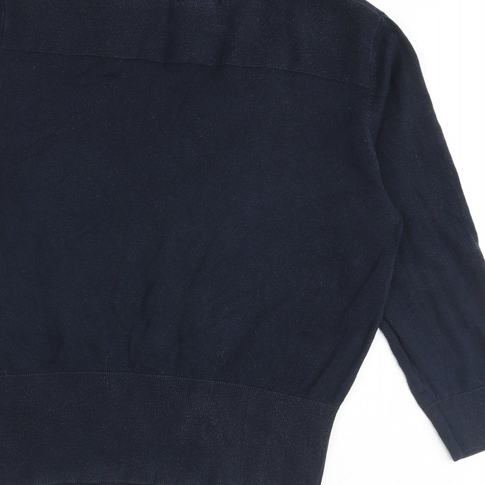 Monsoon Womens Blue V-Neck Cotton Pullover Jumper Size 12