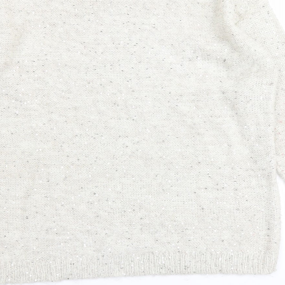 Marks & Spencer Womens Beige Round Neck Acrylic Pullover Jumper Size 10
