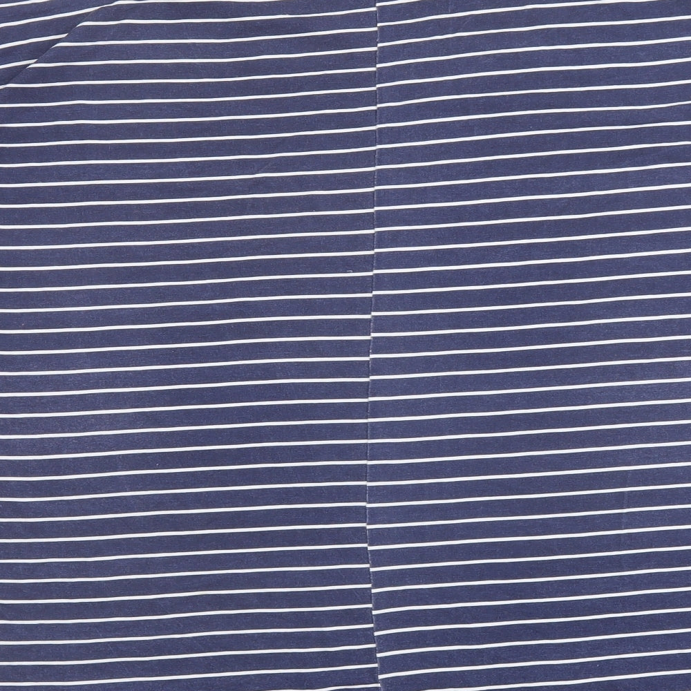 QED London Womens Blue Striped Viscose Basic Blouse Size M Round Neck