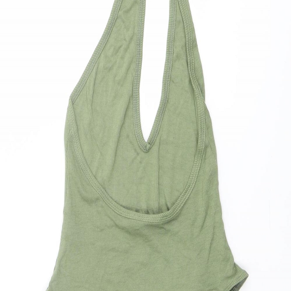 ASOS Womens Green Viscose Bodysuit One-Piece Size 4 Snap