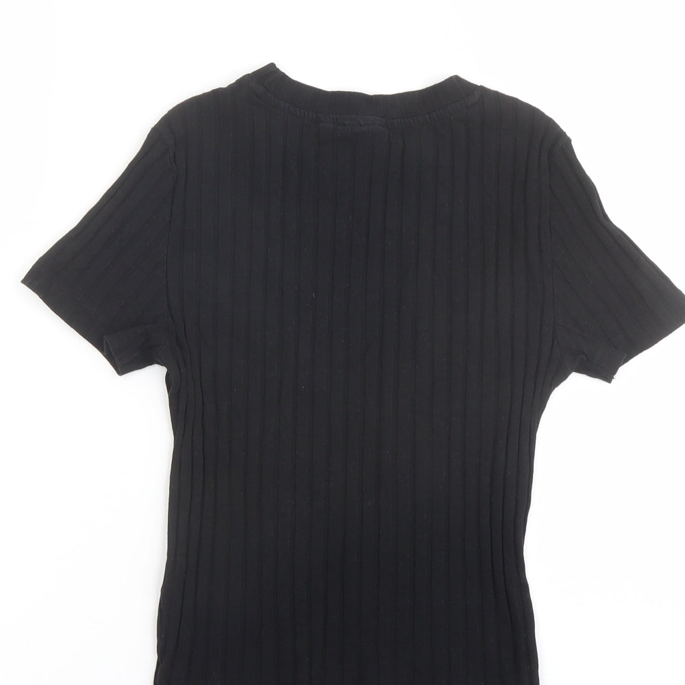 ASOS Womens Black Cotton Basic T-Shirt Size 6 Round Neck