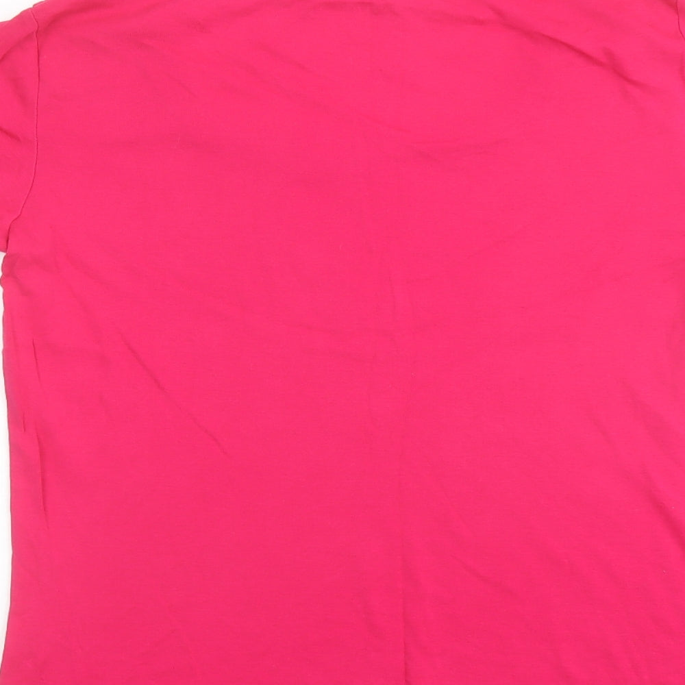 Bonmarché Womens Pink Cotton Basic T-Shirt Size M Square Neck
