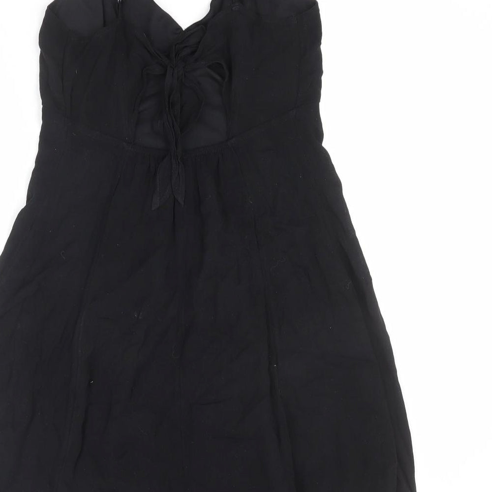 Divided by H&M Womens Black Viscose A-Line Size 12 Sweetheart Tie - Cut Out Back