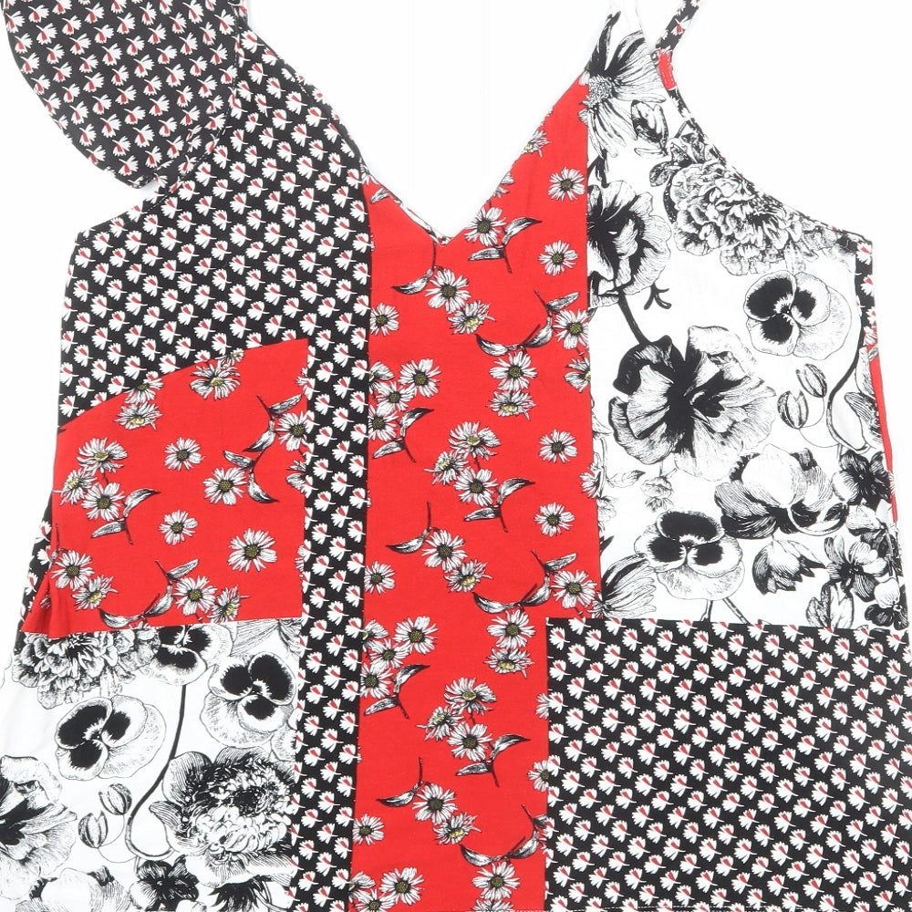 NEXT Womens Multicoloured Floral Viscose Basic Tank Size 12 V-Neck - Ruffles