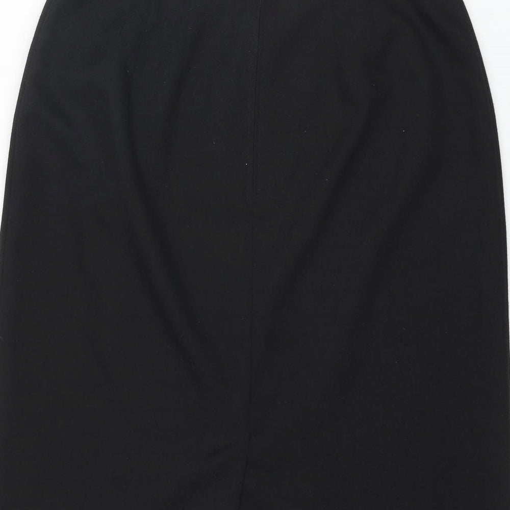 Marks & Spencer Womens Black Polyester Straight & Pencil Skirt Size 32 in Zip