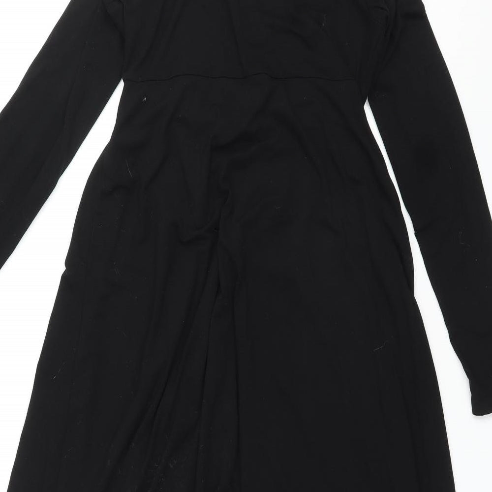 Grecerelle Womens Black Rayon A-Line Size M V-Neck Pullover