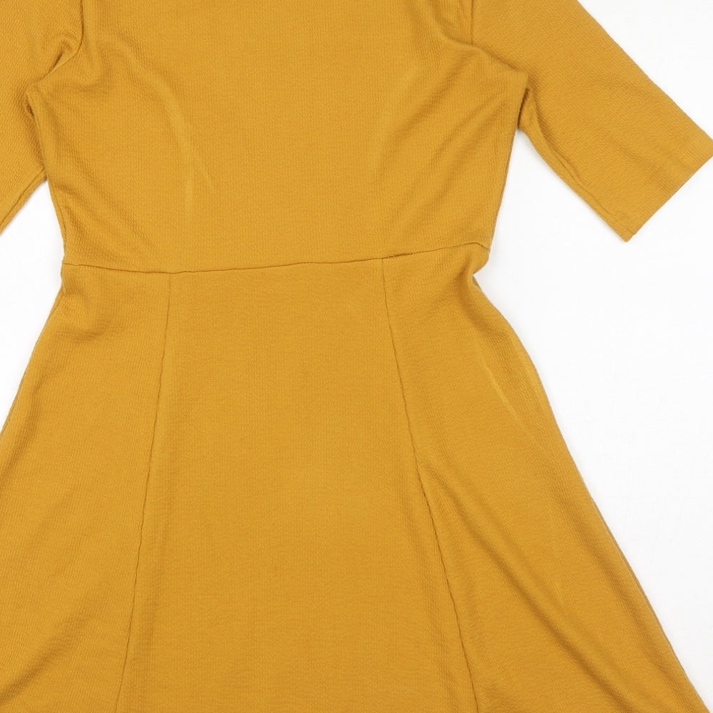 VERO MODA Womens Yellow Polyester Fit & Flare Size S Round Neck Pullover