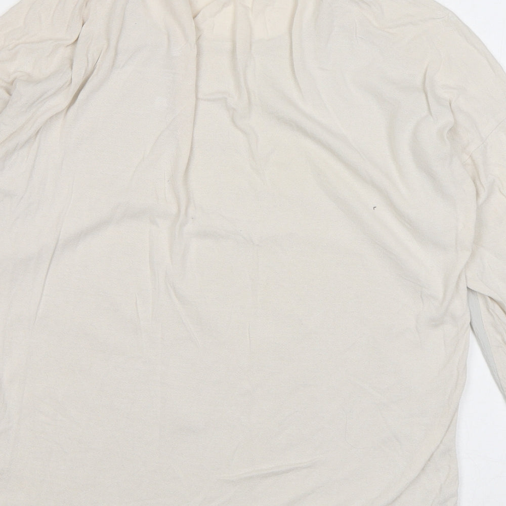 Marks & Spencer Womens Ivory Polyester Basic Blouse Size 8 Round Neck