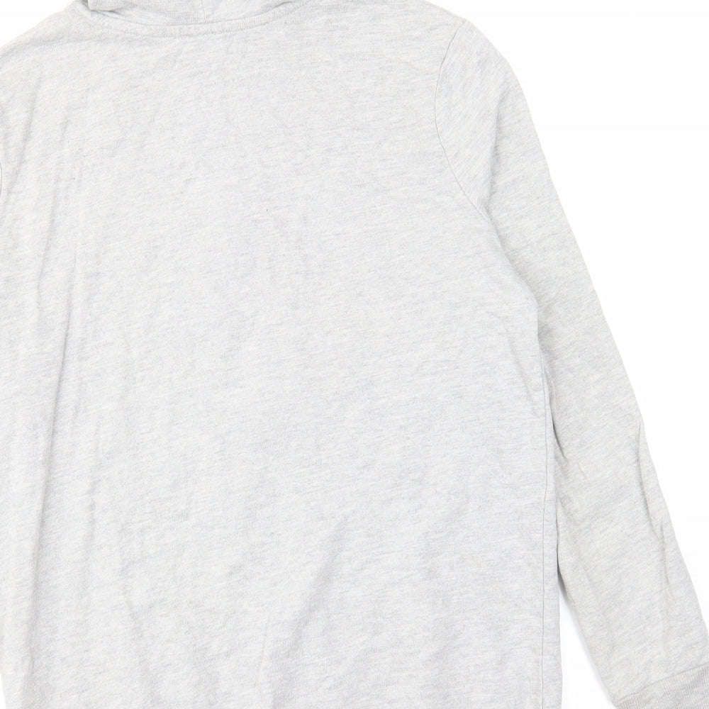 ASOS Womens Grey Cotton Full Zip Hoodie Size 6 Zip - Pockets Drawstring