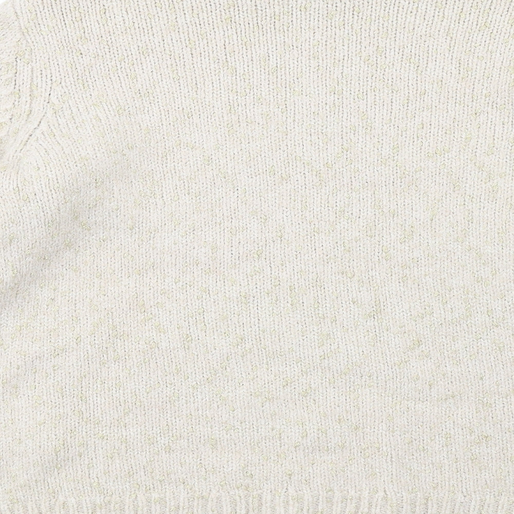 Fransa Womens Ivory Mock Neck Nylon Pullover Jumper Size M