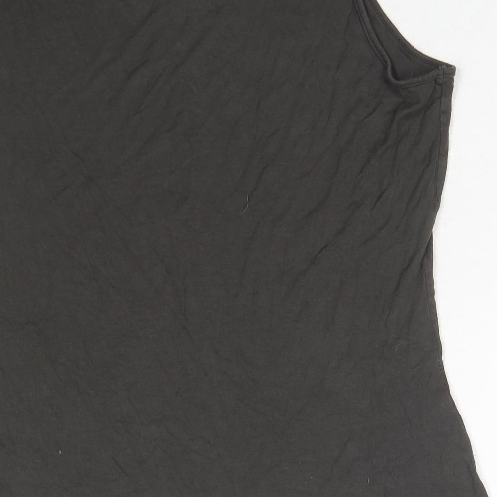 Bandolera Womens Brown Viscose Basic Tank Size L Round Neck