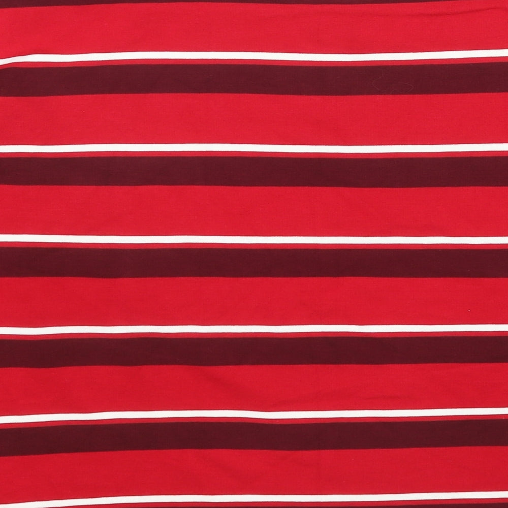 Classic Womens Red Striped Viscose Basic Blouse Size 18 Square Neck