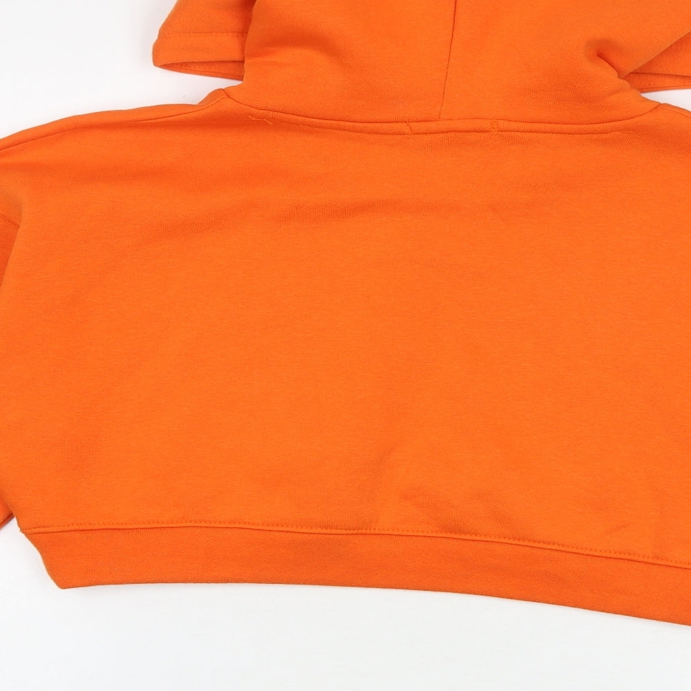 Zara Womens Orange Cotton Pullover Hoodie Size S Pullover