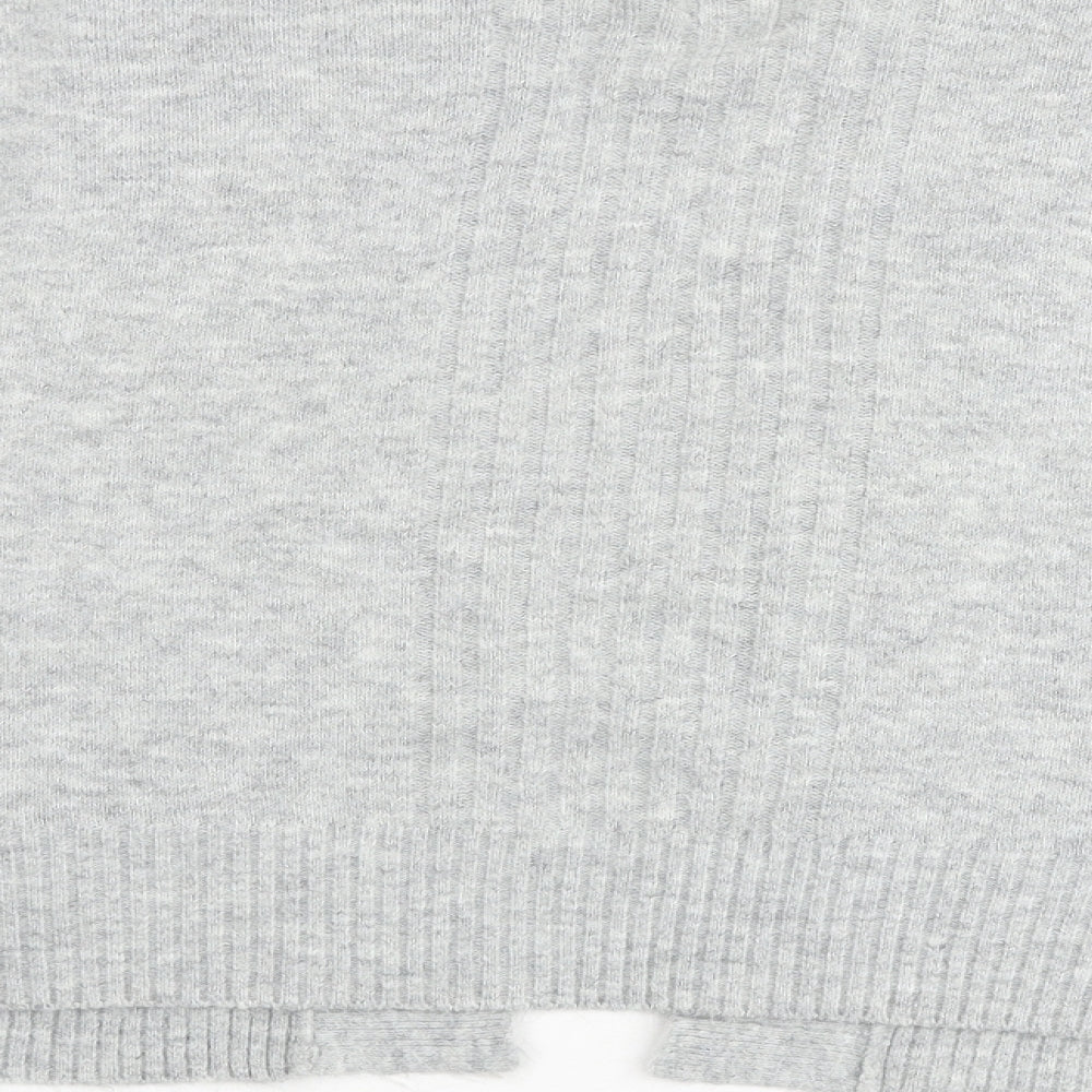 Miss Selfridge Womens Grey V-Neck Acrylic Cardigan Jumper Size M