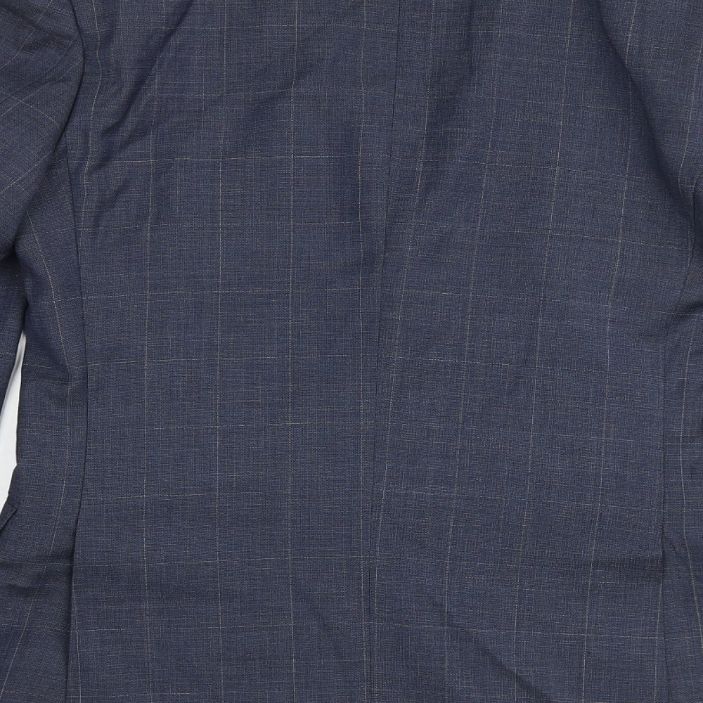 Marks & Spencer Mens Blue Check Wool Jacket Suit Jacket Size 36 Regular