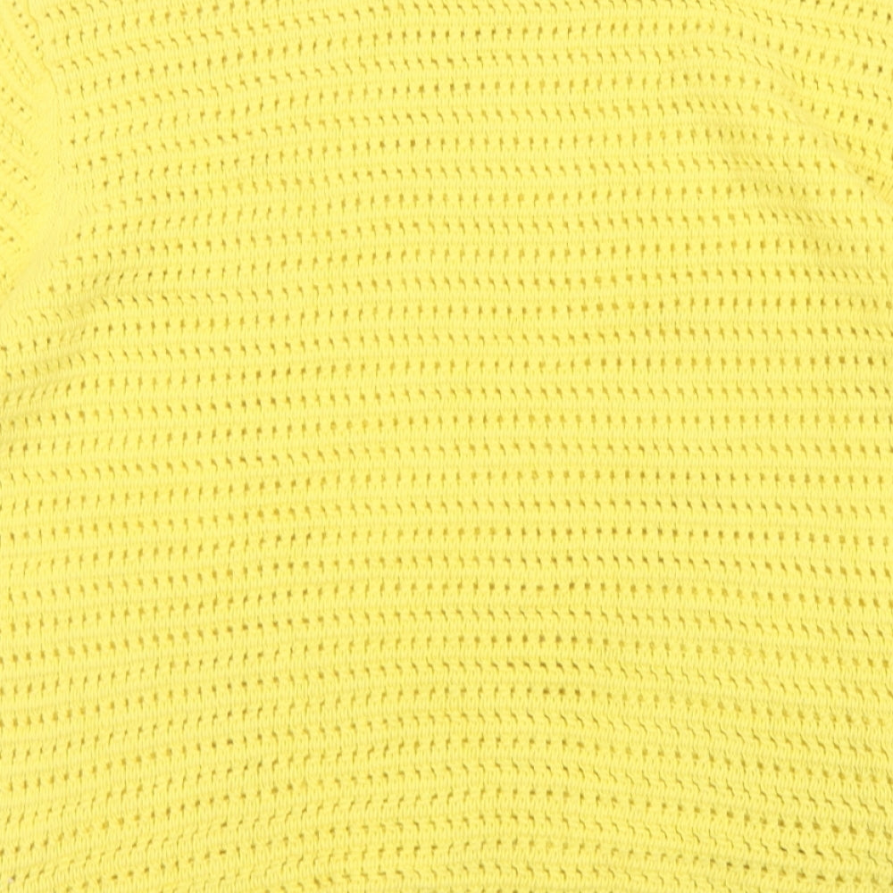 Marks & Spencer Womens Yellow Crew Neck Cotton Pullover Jumper Size M
