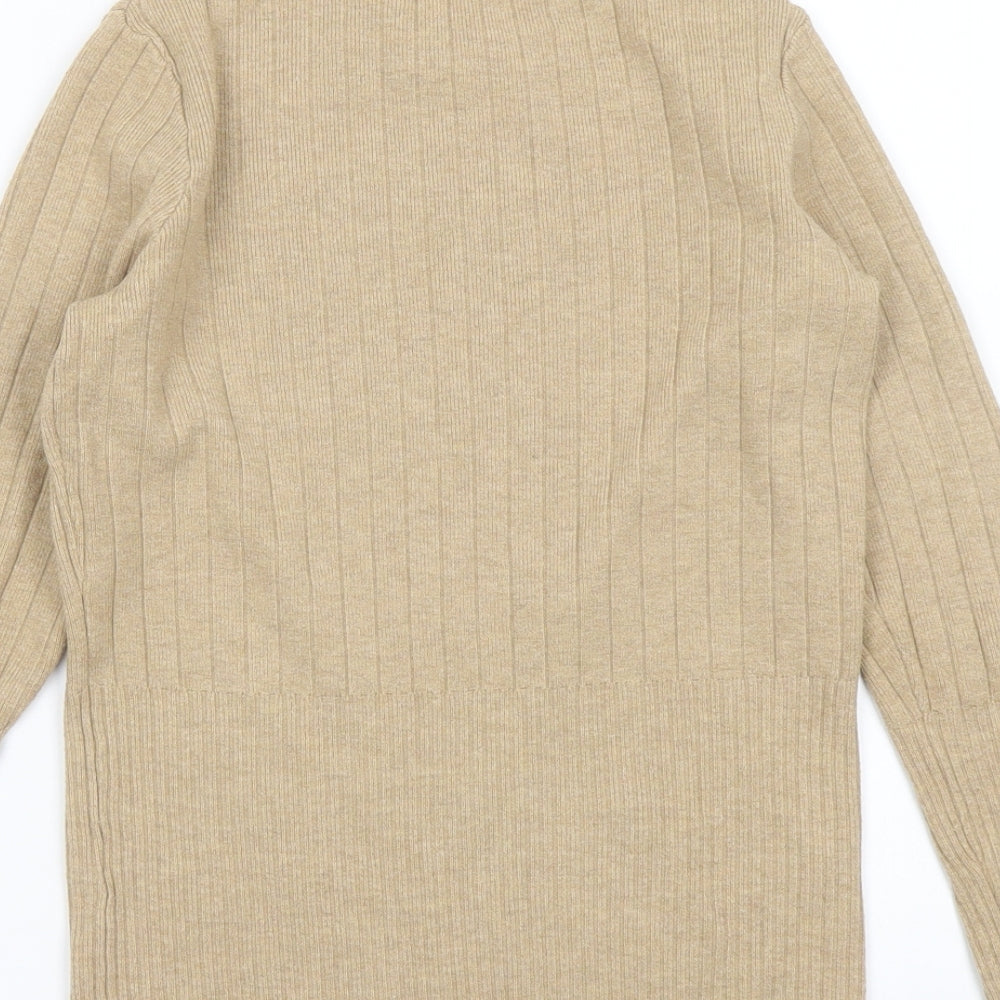 Marks & Spencer Womens Beige Mock Neck Acrylic Pullover Jumper Size 10